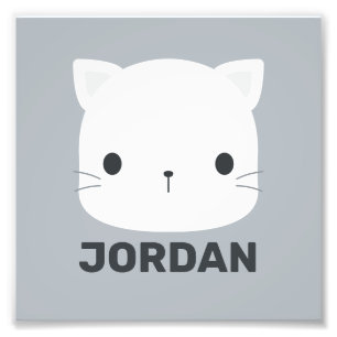 Cute Little Cat with Personalised Name Photo Print