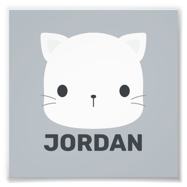 Cute Little Cat with Personalised Name Photo Print (Front)