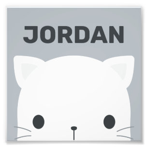 Cute Little Cat with Personalised Name Photo Print