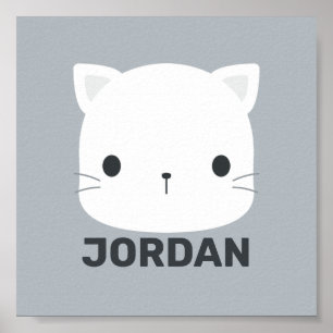 Cute Little Cat with Personalised Name Poster