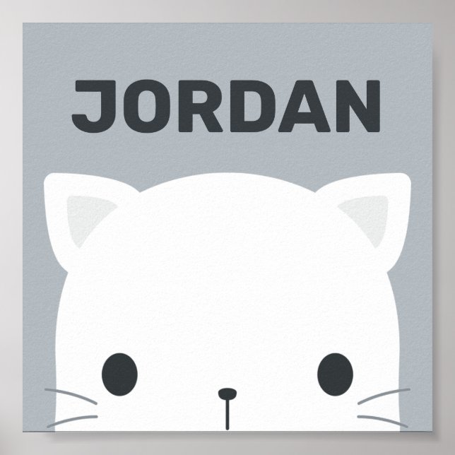 Cute Little Cat with Personalised Name Poster (Front)