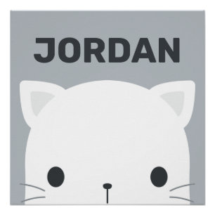 Cute Little Cat with Personalised Name Poster