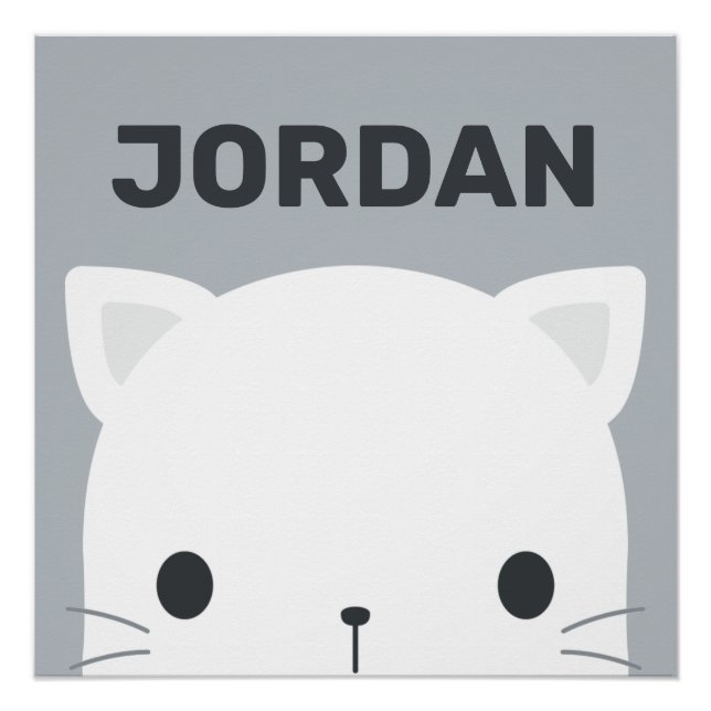 Cute Little Cat with Personalised Name Poster (Front)