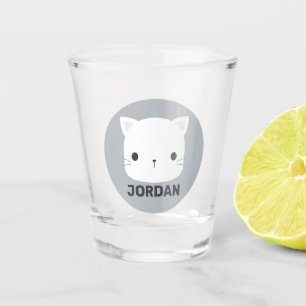 Cute Little Cat with Personalised Name Shot Glass