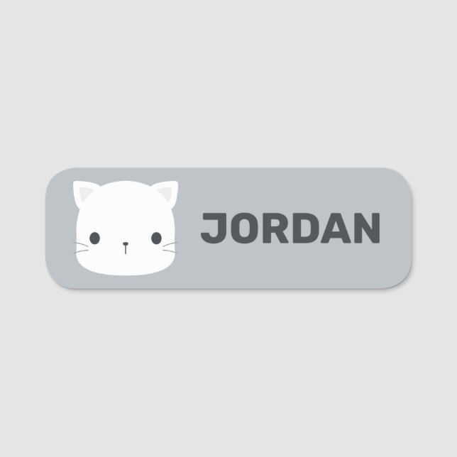 Cute Little Cat with Personalised Name Tag (Front)