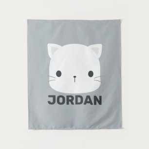 Cute Little Cat with Personalised Name Tapestry