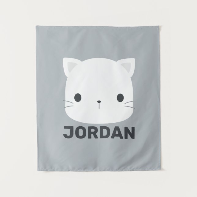 Cute Little Cat with Personalised Name Tapestry (Front)