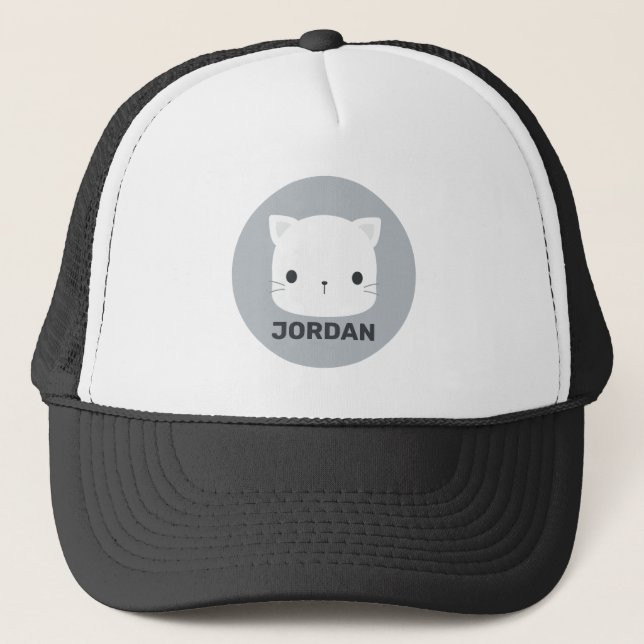 Cute Little Cat with Personalised Name  Trucker Hat (Front)