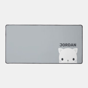 Cute Little Cat with Personalized Name  Desk Mat