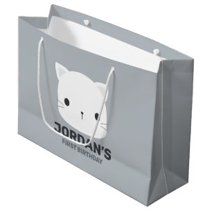 Cute Little Cat with Personalized Name Large Gift Bag