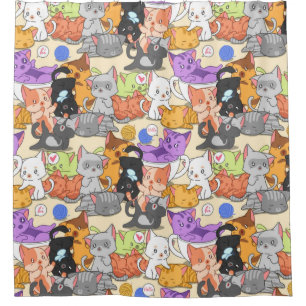 Cute Little Cats Pattern Shower Curtain