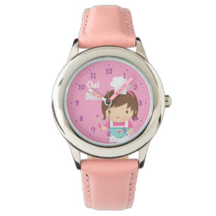 Cute Little Chef Baker Girl Personalised Watch