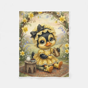Cute Little Chick Wearing Flower Hat Fleece Blanke Blanket