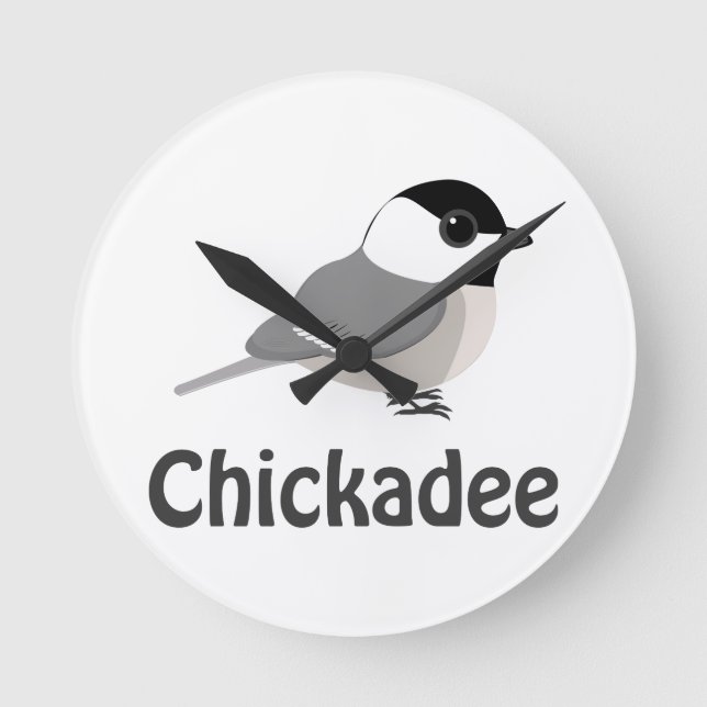 Cute little Chickadee Round Clock (Front)