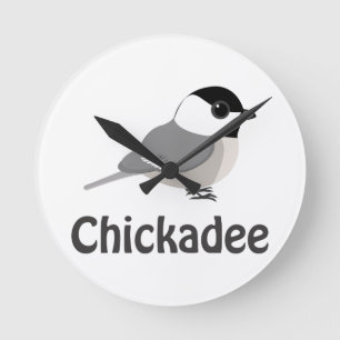 Cute little Chickadee Round Clock