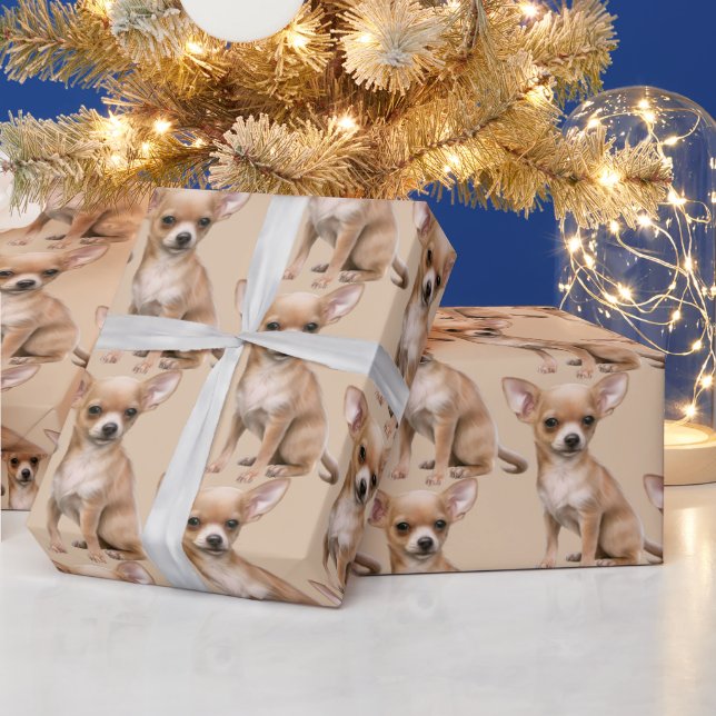Cute Little Chihuahua  Pet Animal Pattern  Wrapping Paper (Holidays)