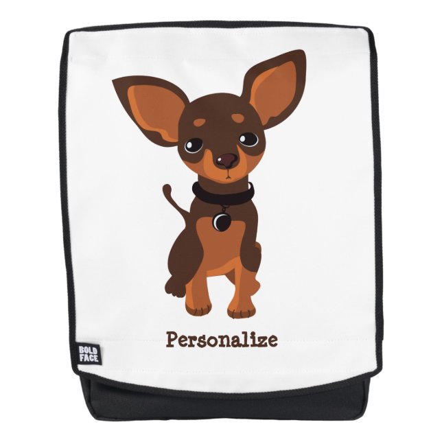 Cute Little Chihuahua Puppy Personalised Backpack (Front)