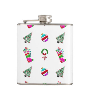 Cute Little Christmas Pattern Hip Flask