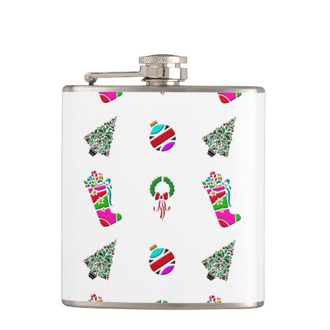 Cute Little Christmas Pattern Hip Flask (Front)