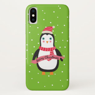 Cute little Christmas Penguin "Merry Christmas" iPhone X Case