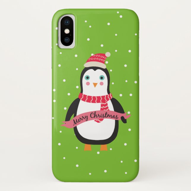 Cute little Christmas Penguin "Merry Christmas" Case-Mate iPhone Case (Back)