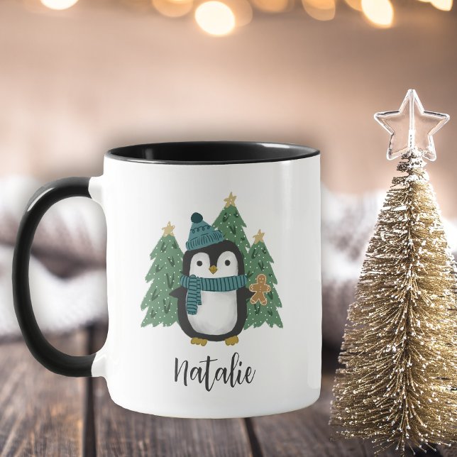 Cute Little Christmas Penguin Name Mug (Creator Uploaded)