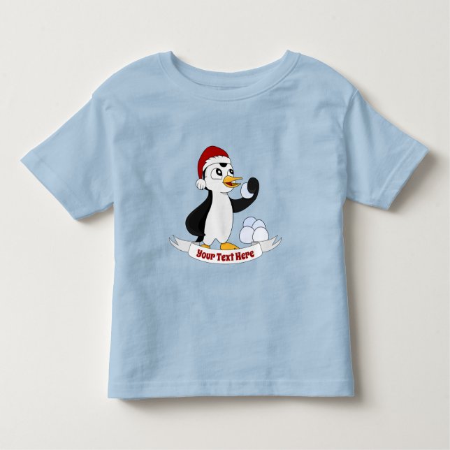 Cute little Christmas penguin with a snowball Todd Toddler T-Shirt (Front)