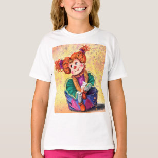Cute Little Clown Girl - Happy Circus - Drawing  T-Shirt