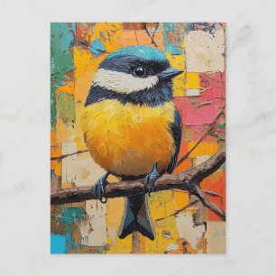 Cute Little Colourful Bird on Branch Postcard