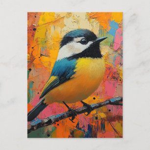 Cute Little Colourful Bird on Branch Postcard