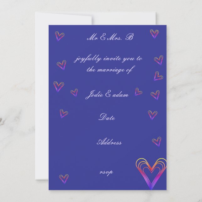 cute little colourful heart heart invitation (Back)