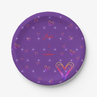 cute little colourful heart heart paper plate