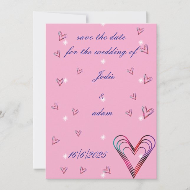 cute little colourful heart heart save the date (Front)