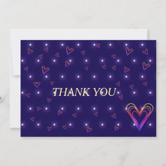 cute little colourful heartheart thank you card