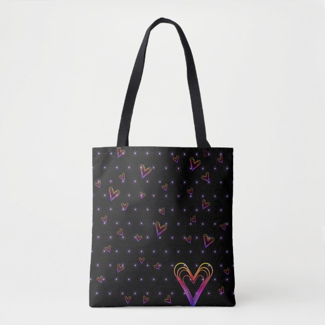 cute little colourful heartheart tote bag (Front)