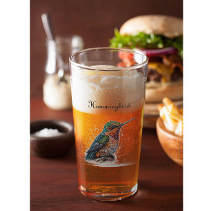 Cute little colourful hummingbird pointillism styl glass