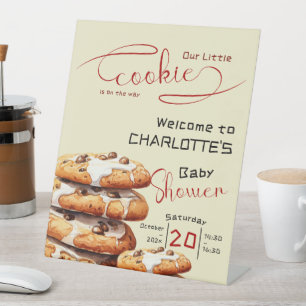 Cute Little Cookie Baby Shower Welcome Pedestal Sign