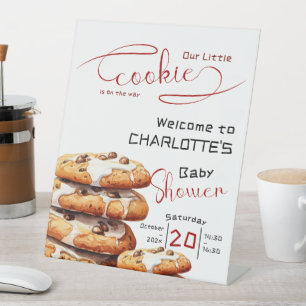 Cute Little Cookie Baby Shower Welcome Pedestal Sign