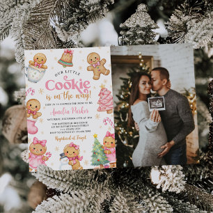Cute Little Cookie Christmas Baby Shower Photo Invitation