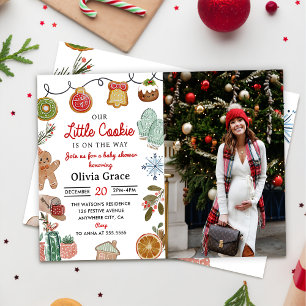 Cute Little Cookie Christmas Baby Shower Photo Invitation