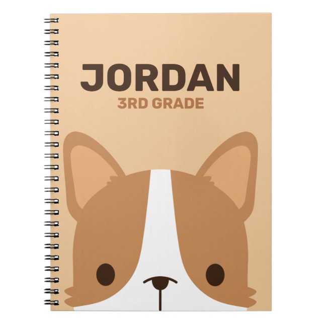 Cute Little Corgi Dog with Personalised Name Notebook (Front)