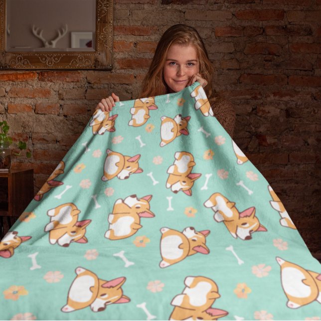 Cute Little Corgis Fleece Blanket (Creator Uploaded)