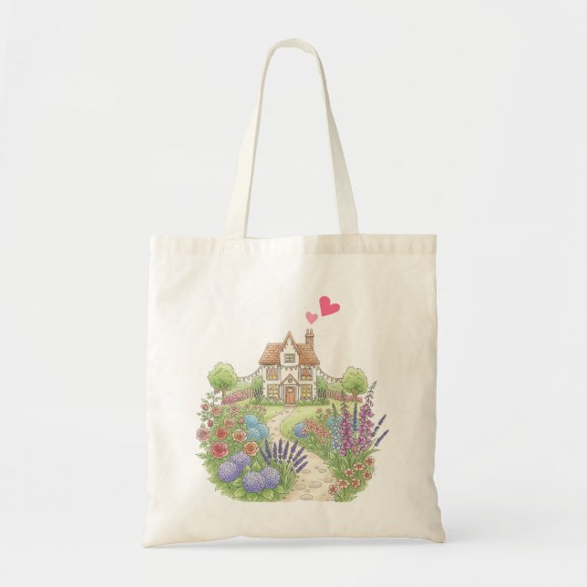 Cute Little Country House with Heart Gift for her Tote Bag (Front)