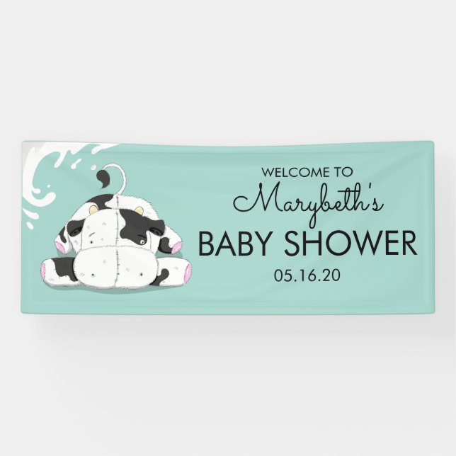 Cute Little Cow Baby Shower  Banner (Horizontal)