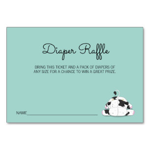 Cute Little Cow Baby Shower Diaper Raffle Ticket Table Number