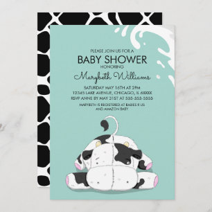Cute Little Cow Baby Shower Party Invitation Card