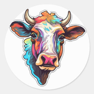Cute Little Cow Classic Round Sticker
