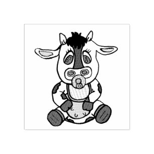 Cute Little Cow Farm Animal Rubber Stamp