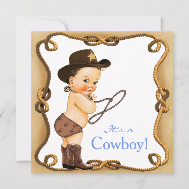 Cute Little Cowboy Baby Shower Invitation (Front)