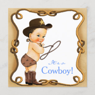 Cute Little Cowboy Baby Shower Invitation